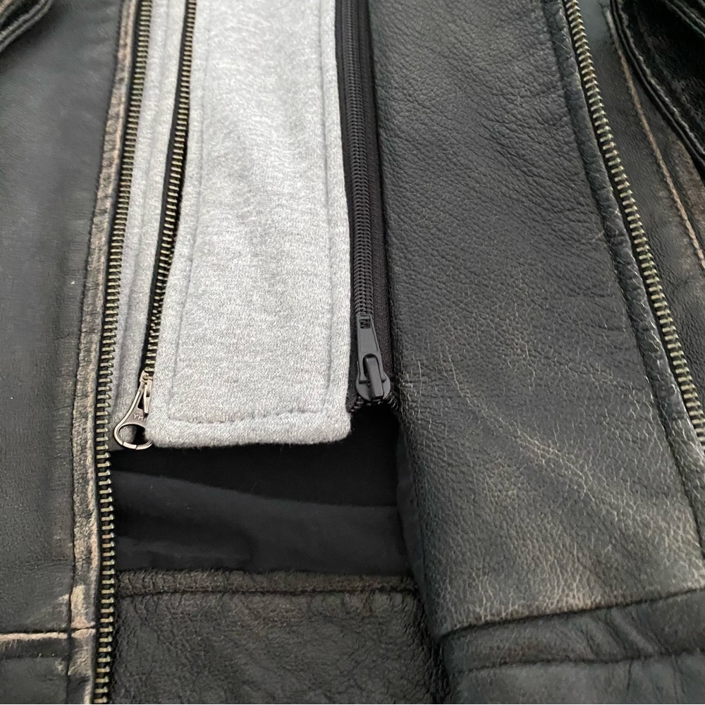 Vintage Leather Biker jacket Black SZ. L  NWOT - Picture 12 of 15